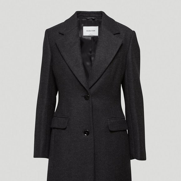 BNWT Aritzia Babaton Davenport Wool Coat 2XS Heather Grey - Picture 2 of 2